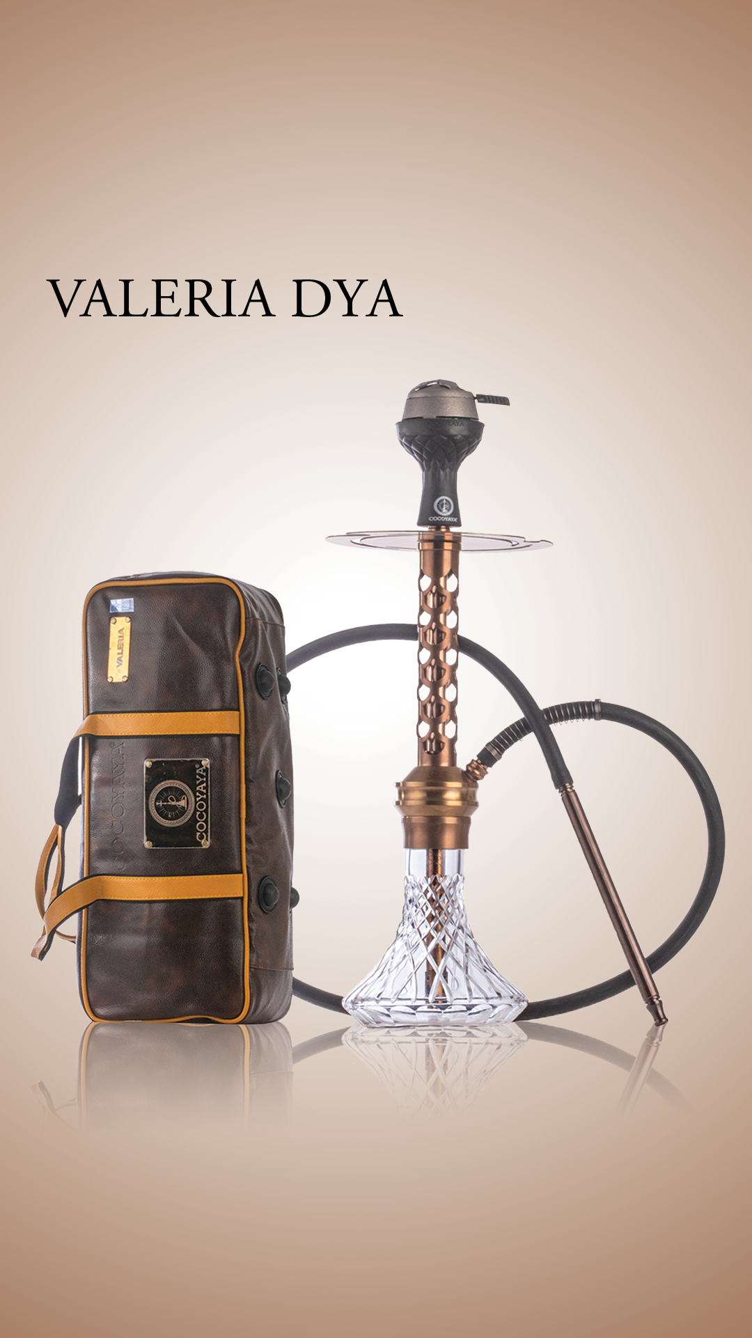 COCOYAYA Valeria DYA Hookah with Bag - Bronze Stem / Transparent Base