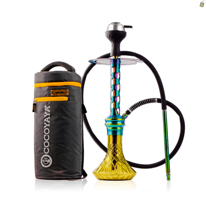 COCOYAYA Valeria Hexa Hookah with Bag - Rainbow Stem / Light Yellow Base