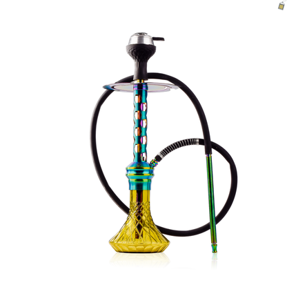 COCOYAYA Valeria Hexa Hookah with Bag - Rainbow Stem / Light Yellow Base