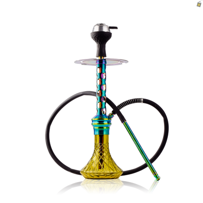 COCOYAYA Valeria Hexa Hookah with Bag - Rainbow Stem / Light Yellow Base