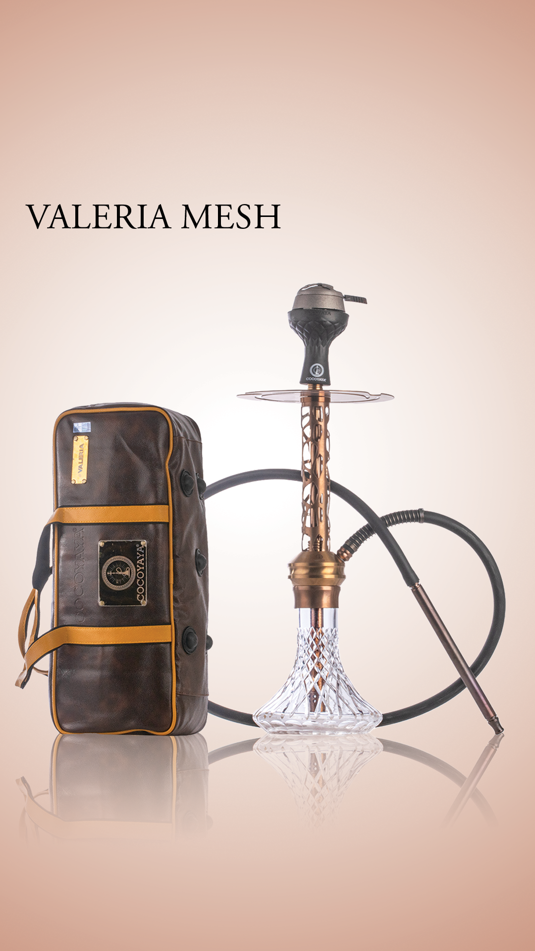 COCOYAYA Valeria Mesh Hookah with Bag - Bronze Stem / Transparent Base