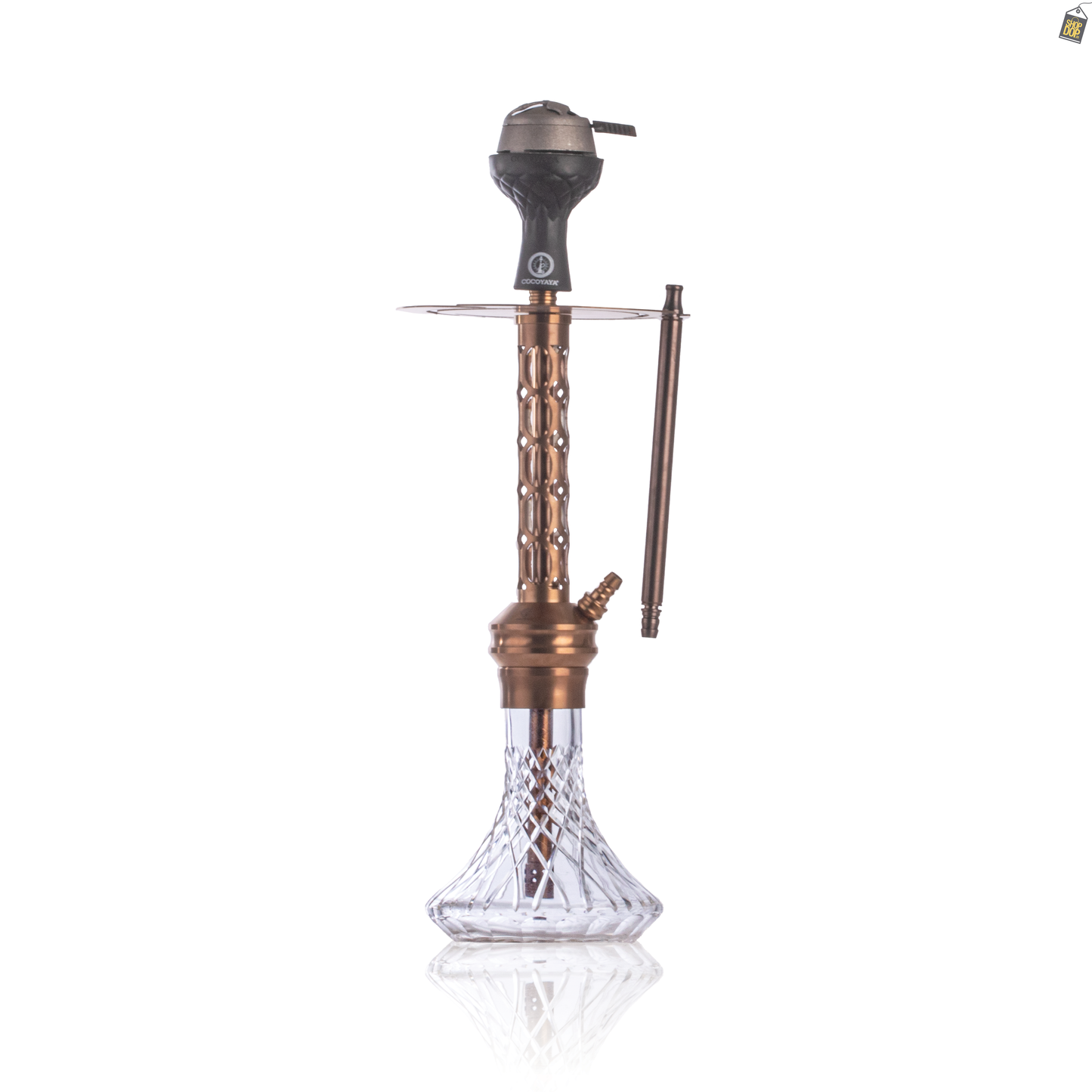 COCOYAYA Valeria Oval Hookah with Bag - Bronze Stem / Transparent Base