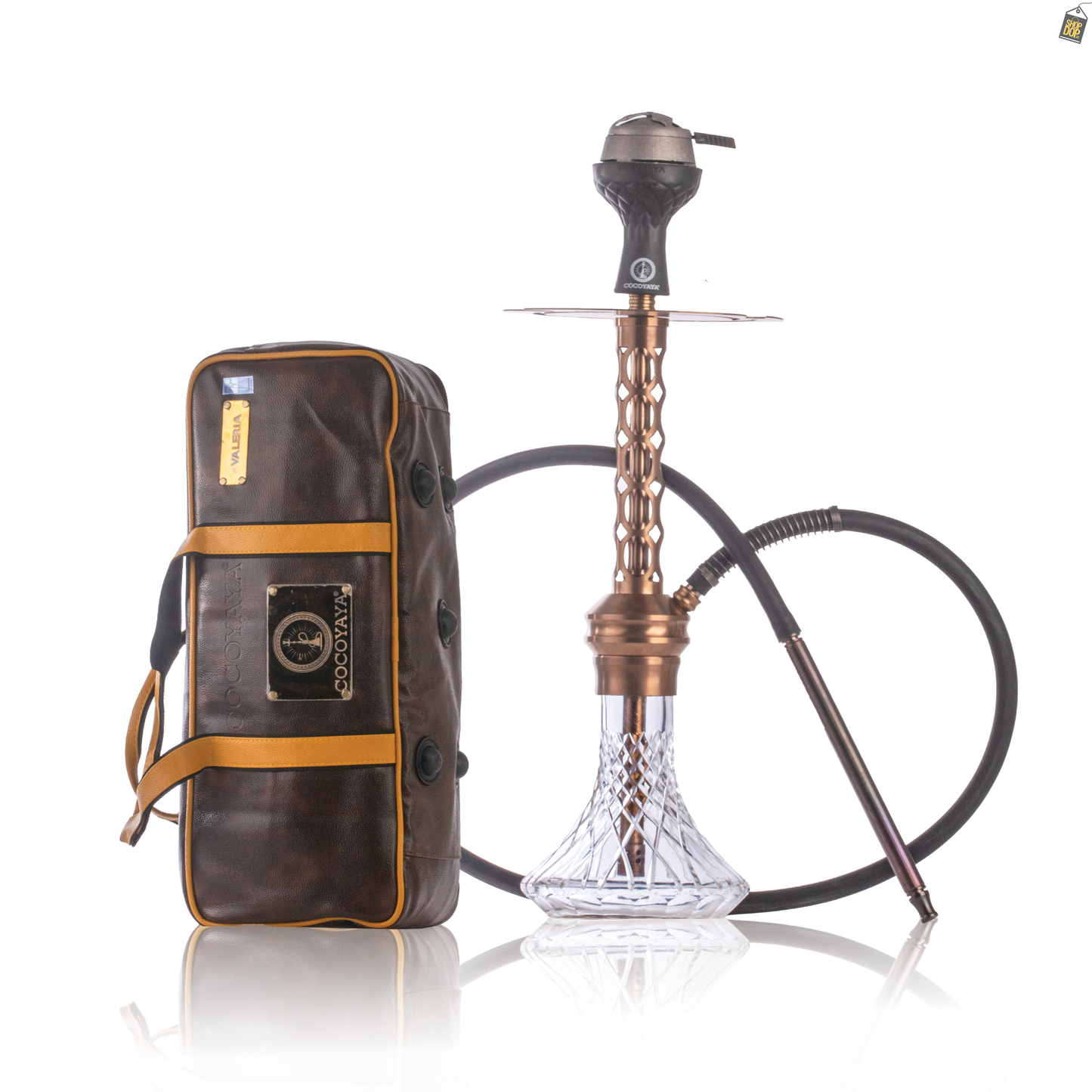 COCOYAYA Valeria Oval Hookah with Bag - Bronze Stem / Transparent Base