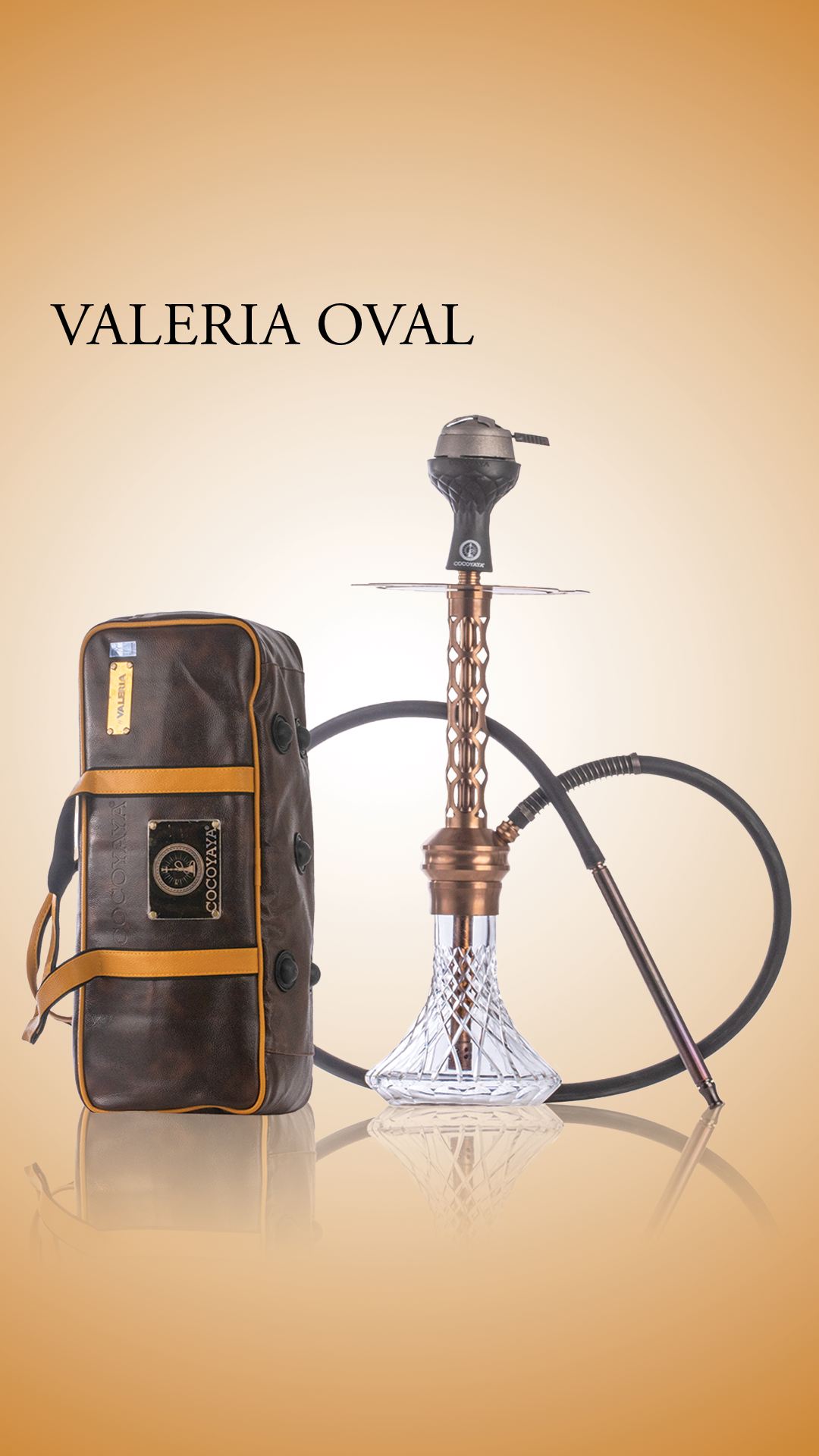 COCOYAYA Valeria Oval Hookah with Bag - Bronze Stem / Transparent Base