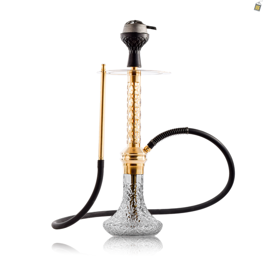 COCOYAYA Valeria Pluto Hookah with Bag - Gold Stem / Transparent Base