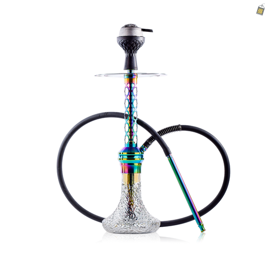 COCOYAYA Valeria Pluto Hookah with Bag - Rainbow Stem / Transparent Base