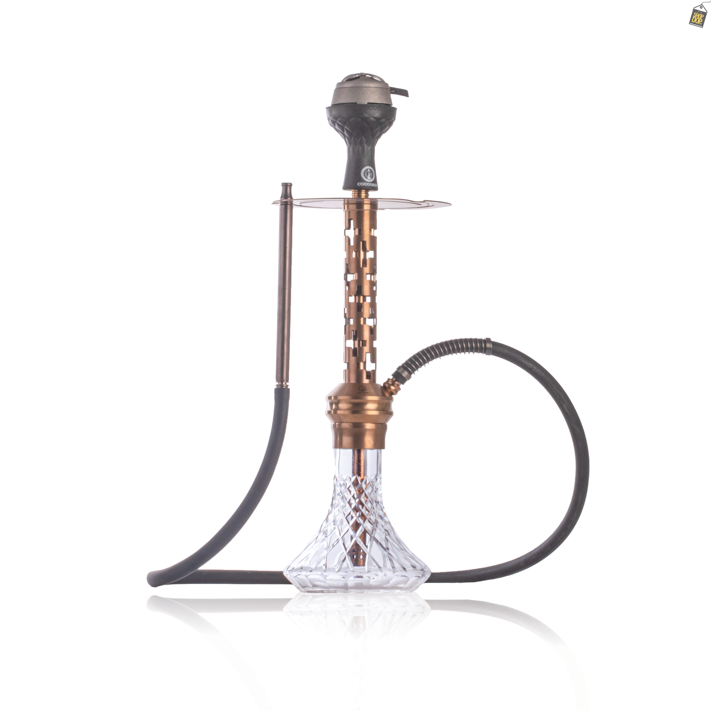 COCOYAYA Valeria Plus Hookah with Bag - Bronze Stem / Transparent Base