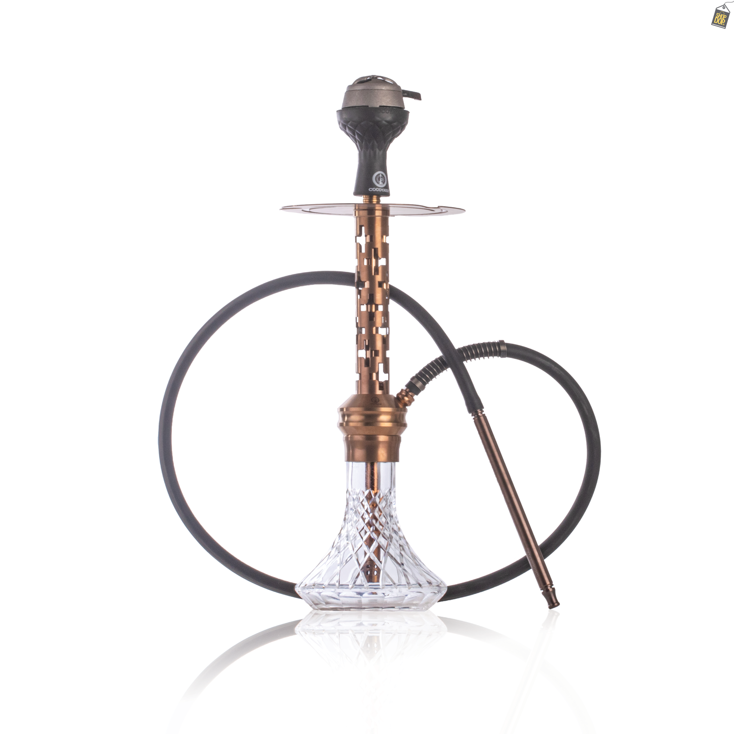 COCOYAYA Valeria Plus Hookah with Bag - Bronze Stem / Transparent Base