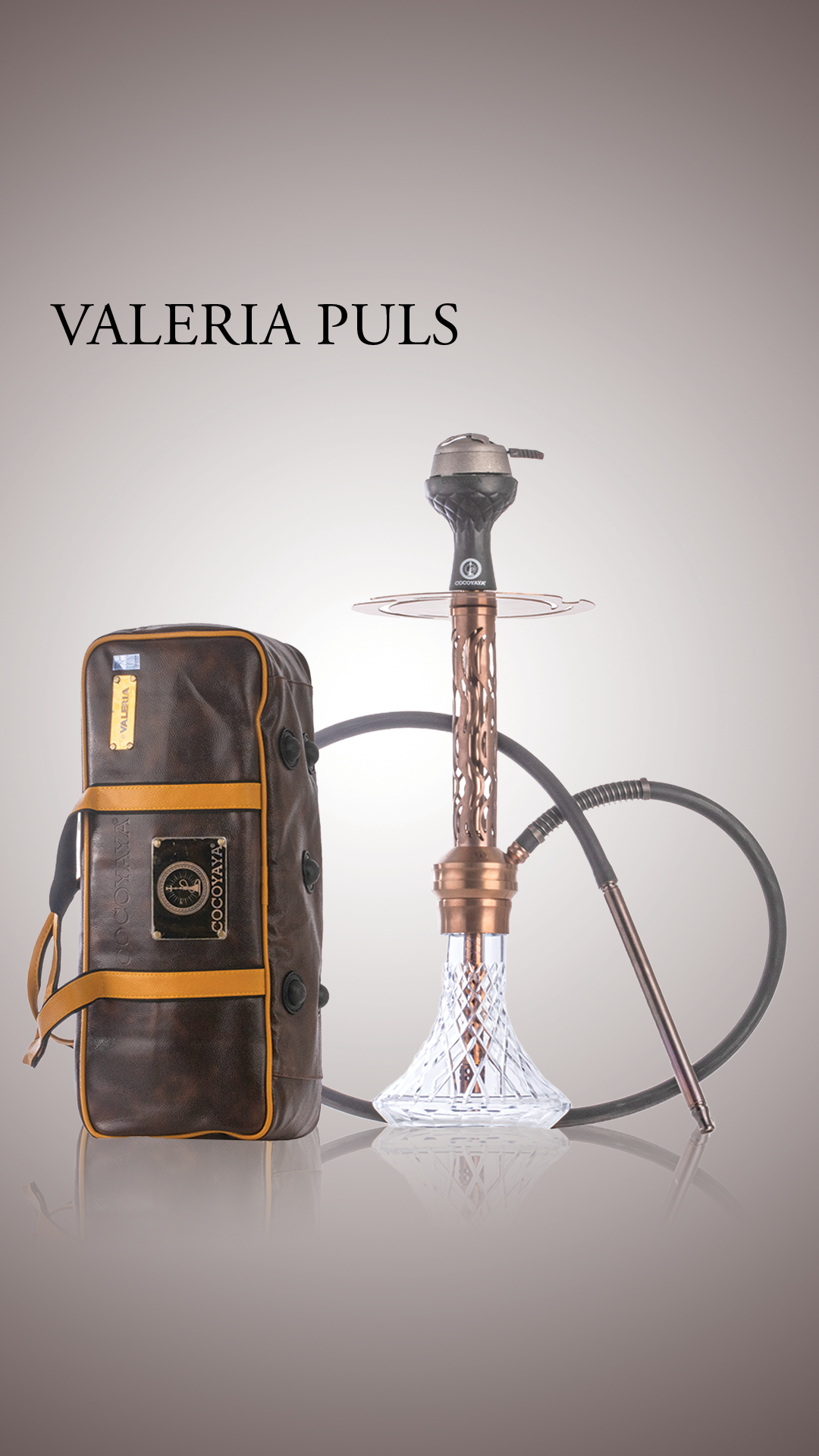 COCOYAYA Valeria Plus Hookah with Bag - Bronze Stem / Transparent Base