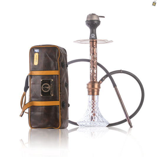 COCOYAYA Valeria Wave Hookah with Bag - Bronze Stem / Transparent Base