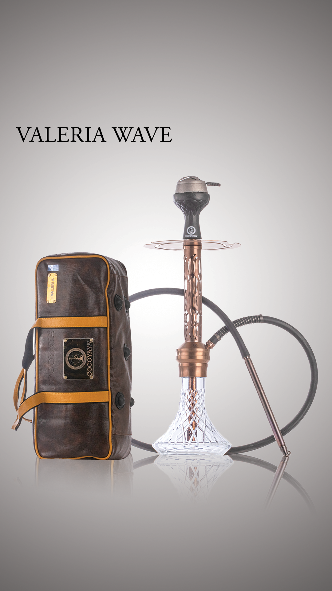 COCOYAYA Valeria Wave Hookah with Bag - Bronze Stem / Transparent Base