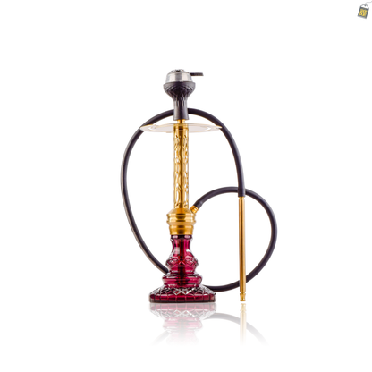 COCOYAYA Valeria Wave Hookah with Bag - Gold Stem / Purple Base