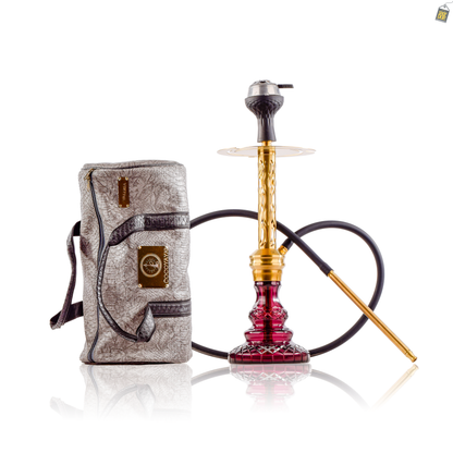 COCOYAYA Valeria Wave Hookah with Bag - Gold Stem / Purple Base