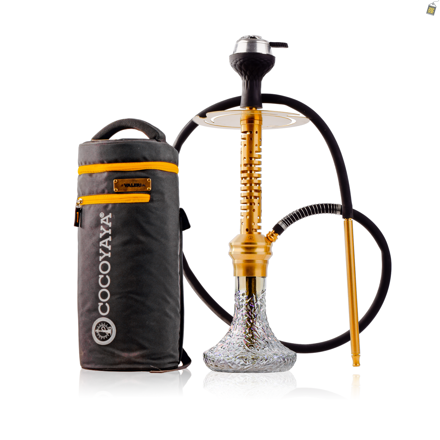 COCOYAYA Valeria Hexa Hookah with Bag - Gold Stem / Transparent Base