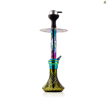 COCOYAYA Valeria Zipper Hookah with Bag - Rainbow Stem / Emerald Green Base