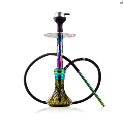 COCOYAYA Valeria Zipper Hookah with Bag - Rainbow Stem / Emerald Green Base