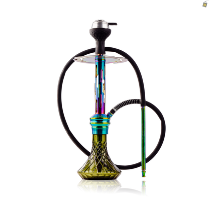 COCOYAYA Valeria Zipper Hookah with Bag - Rainbow Stem / Emerald Green Base