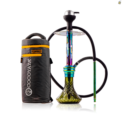 COCOYAYA Valeria Zipper Hookah with Bag - Rainbow Stem / Emerald Green Base