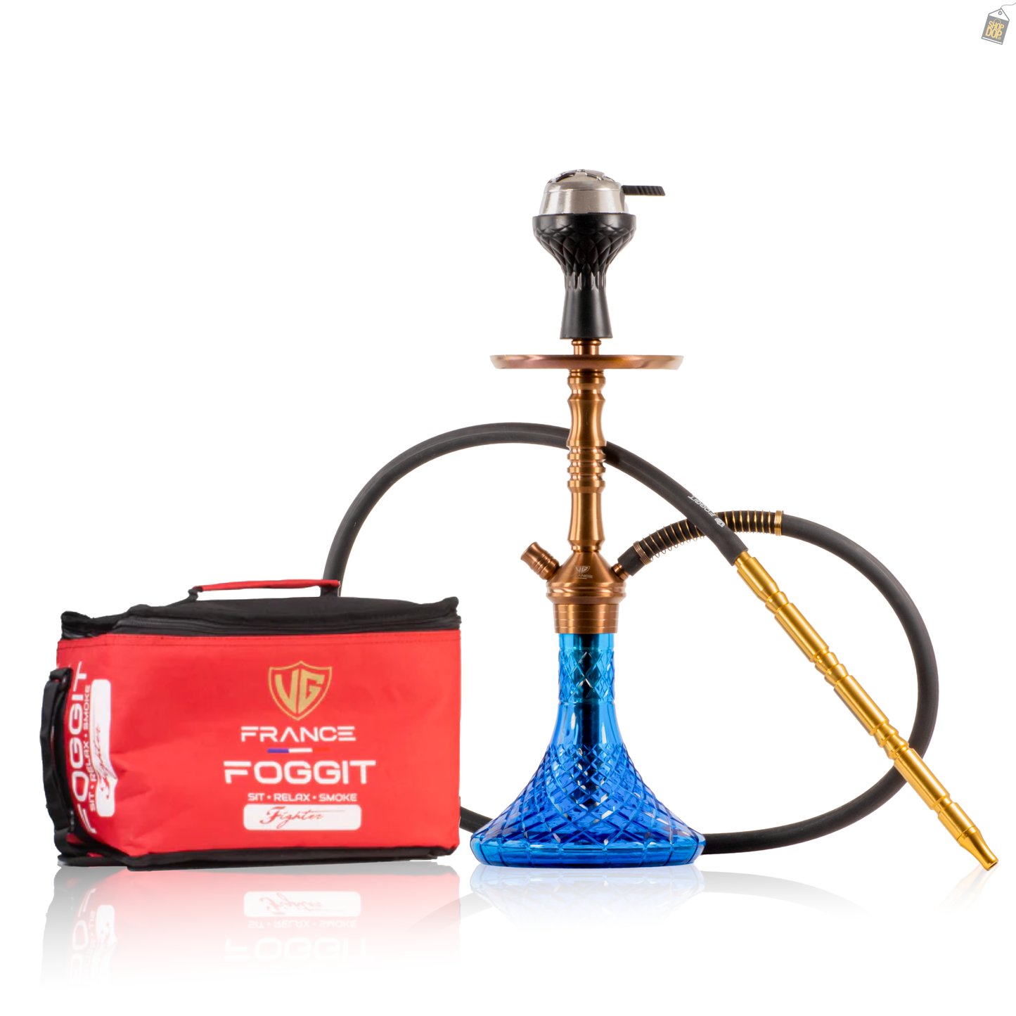 VG Joe L3 Hookah with Bag - Bronze Stem / Blue Base