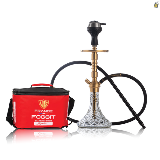 VG Joe R3 Hookah with Bag - Gold Stem / Transparent Base