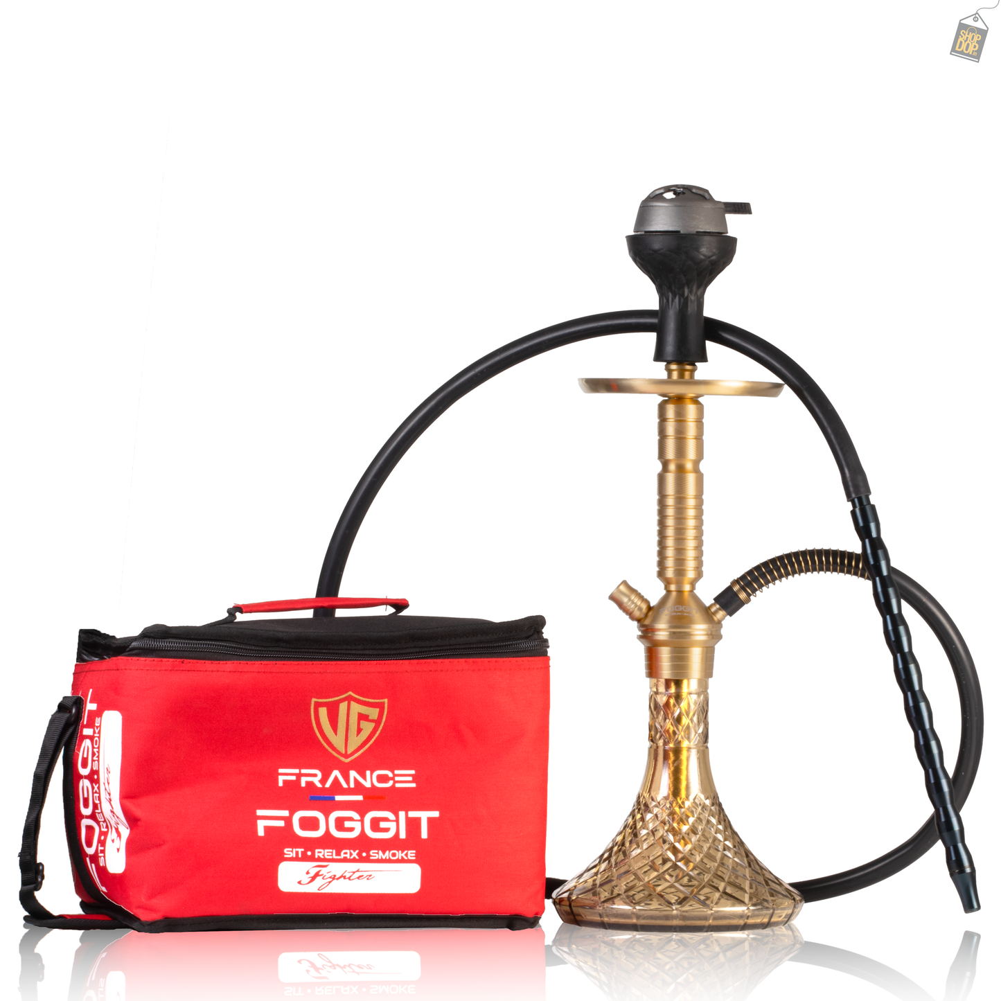VG Joe Heygan Hookah with Bag - Gold Stem / Grey Base