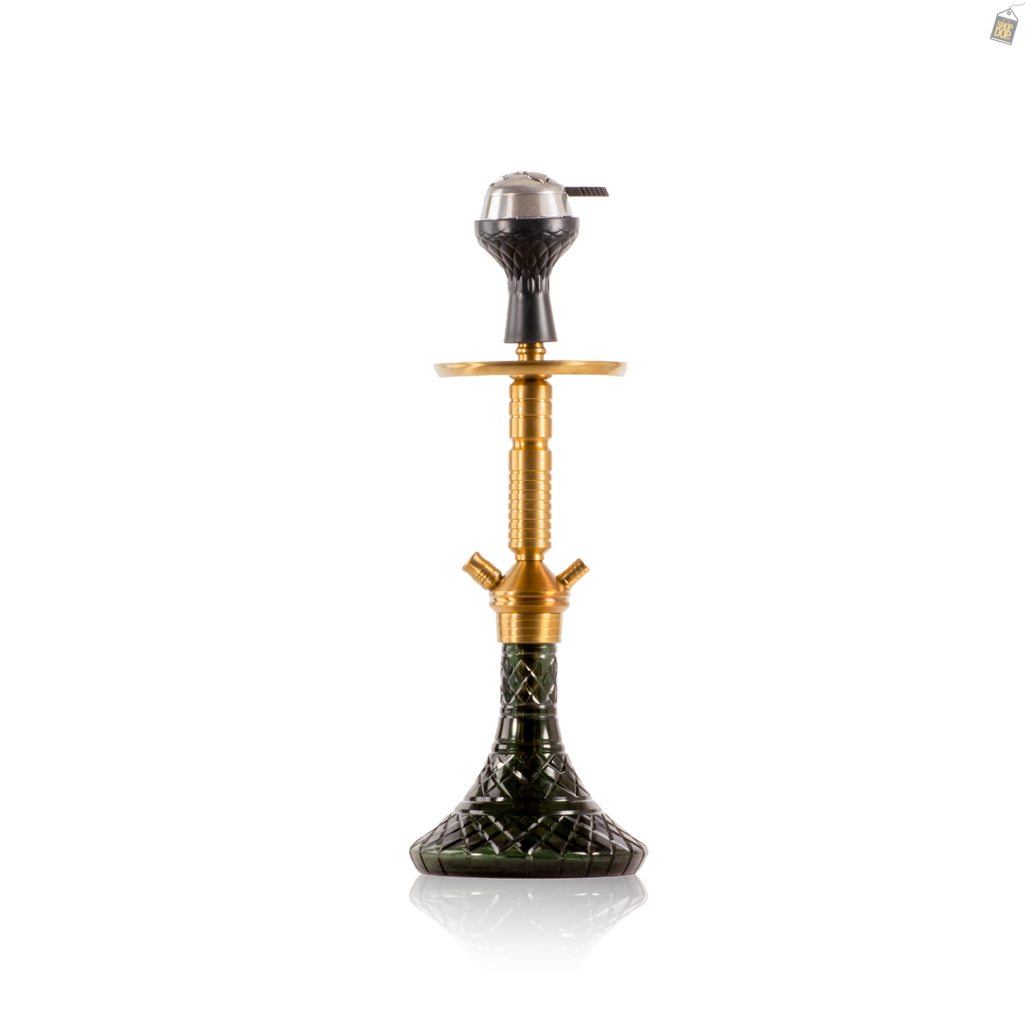 VG Joe Heygan Hookah with Bag - Gold Stem / Emerald Green Base