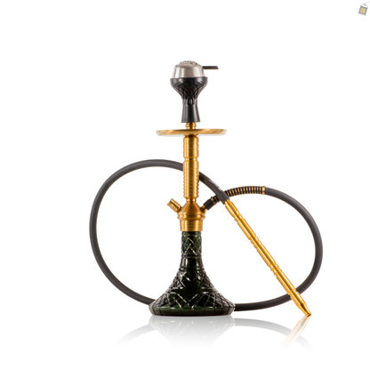 VG Joe Heygan Hookah with Bag - Gold Stem / Emerald Green Base