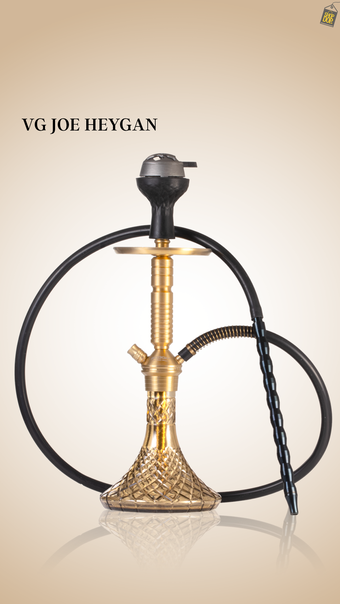VG Joe Heygan Hookah with Bag - Gold Stem / Grey Base