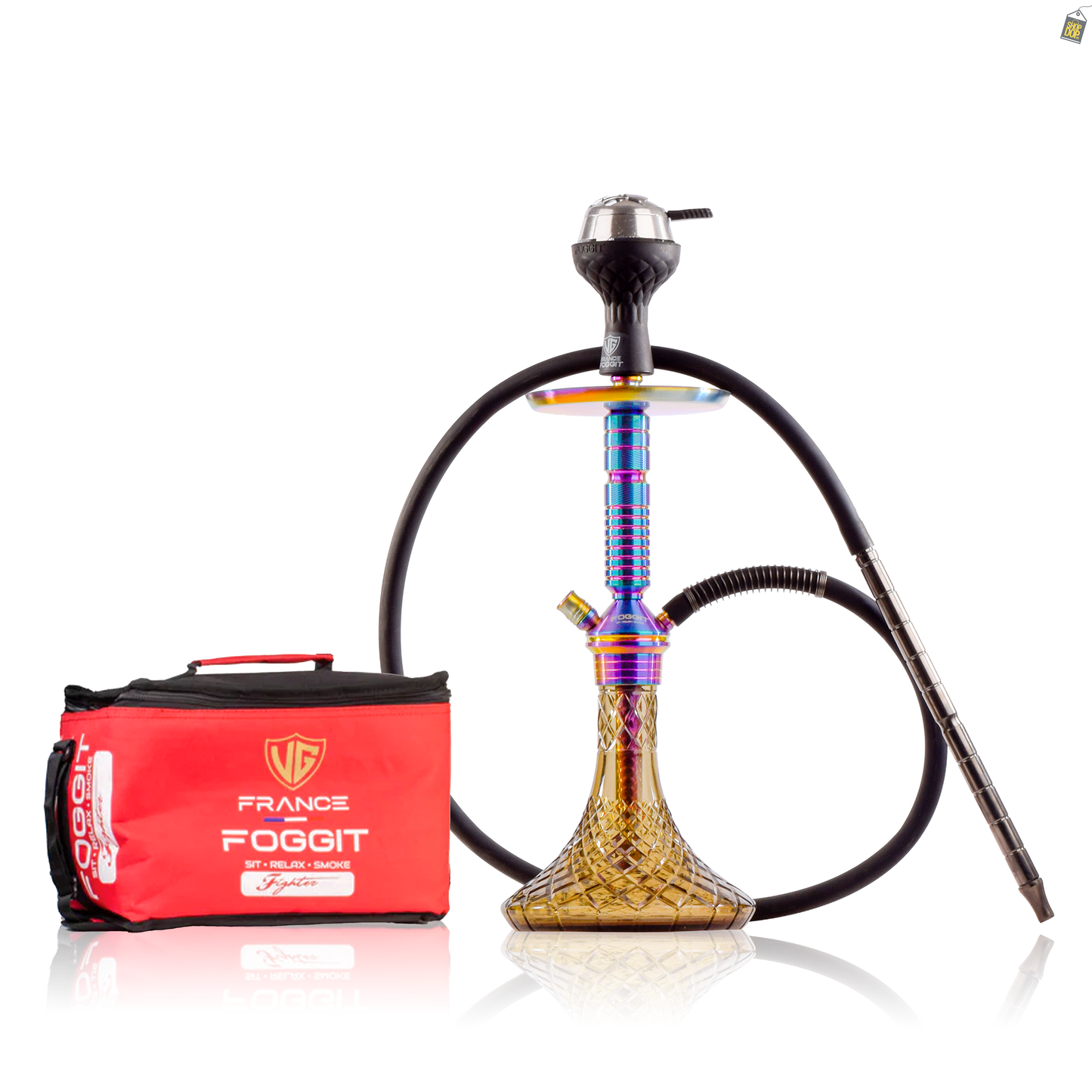 VG Joe Heygan Hookah with Bag - Rainbow Stem / Grey Base