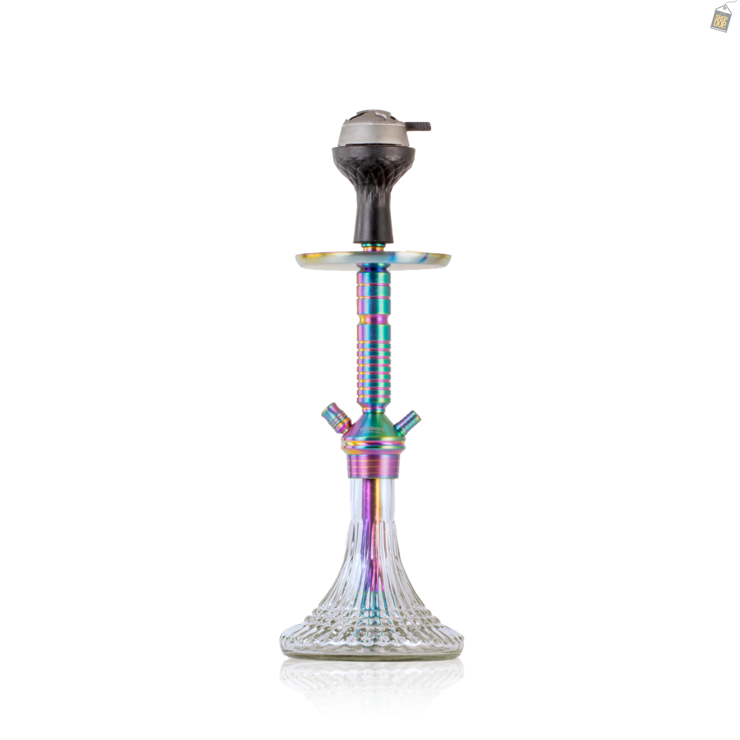 VG Joe Heygan Hookah with Bag - Rainbow Stem / Transparent Line Base