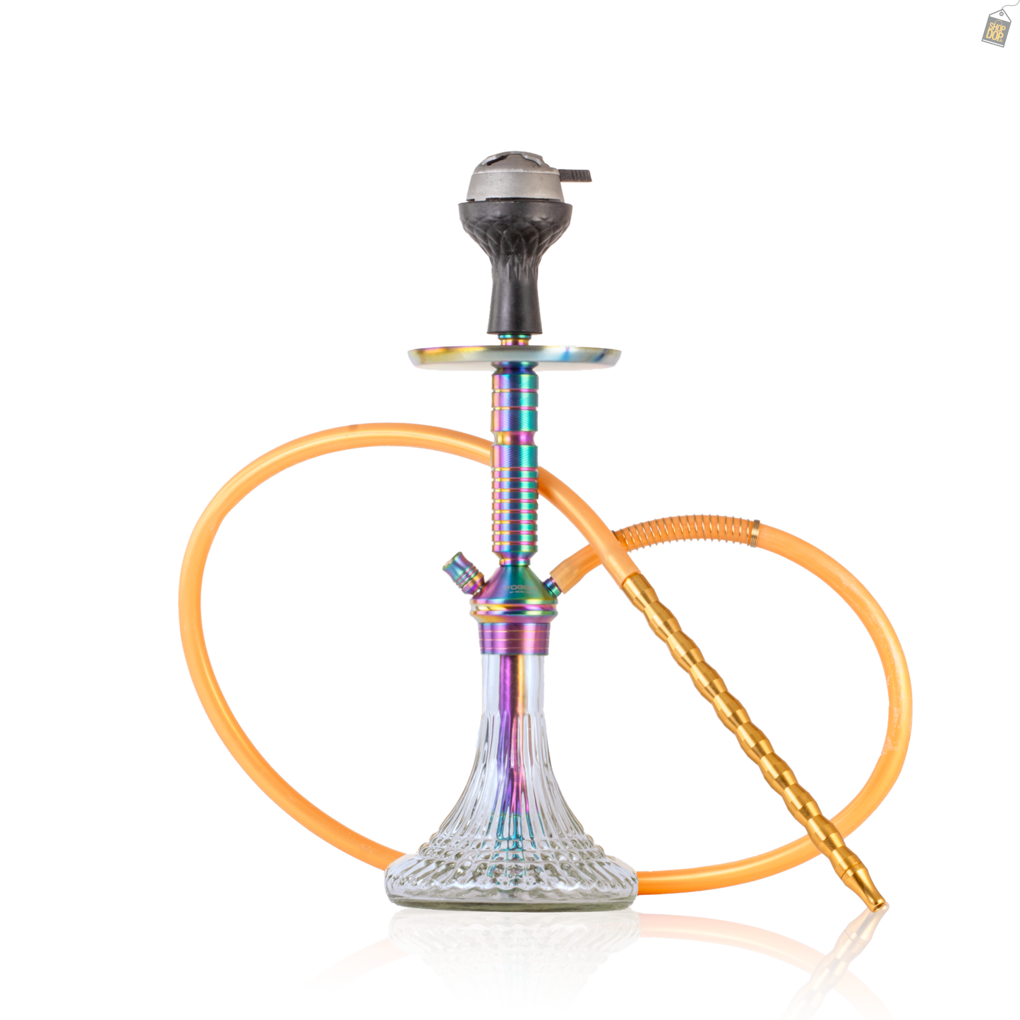 VG Joe Heygan Hookah with Bag - Rainbow Stem / Transparent Line Base