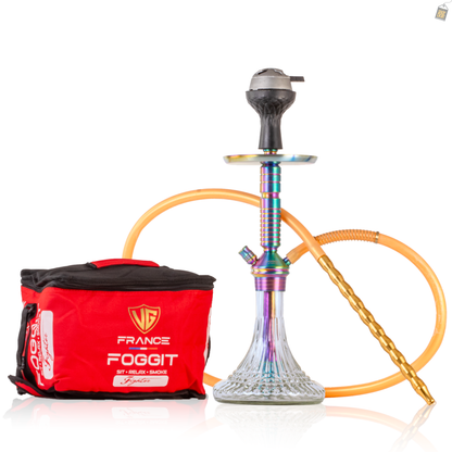 VG Joe Heygan Hookah with Bag - Rainbow Stem / Transparent Line Base
