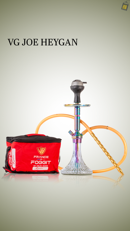 VG Joe Heygan Hookah with Bag - Rainbow Stem / Transparent Line Base