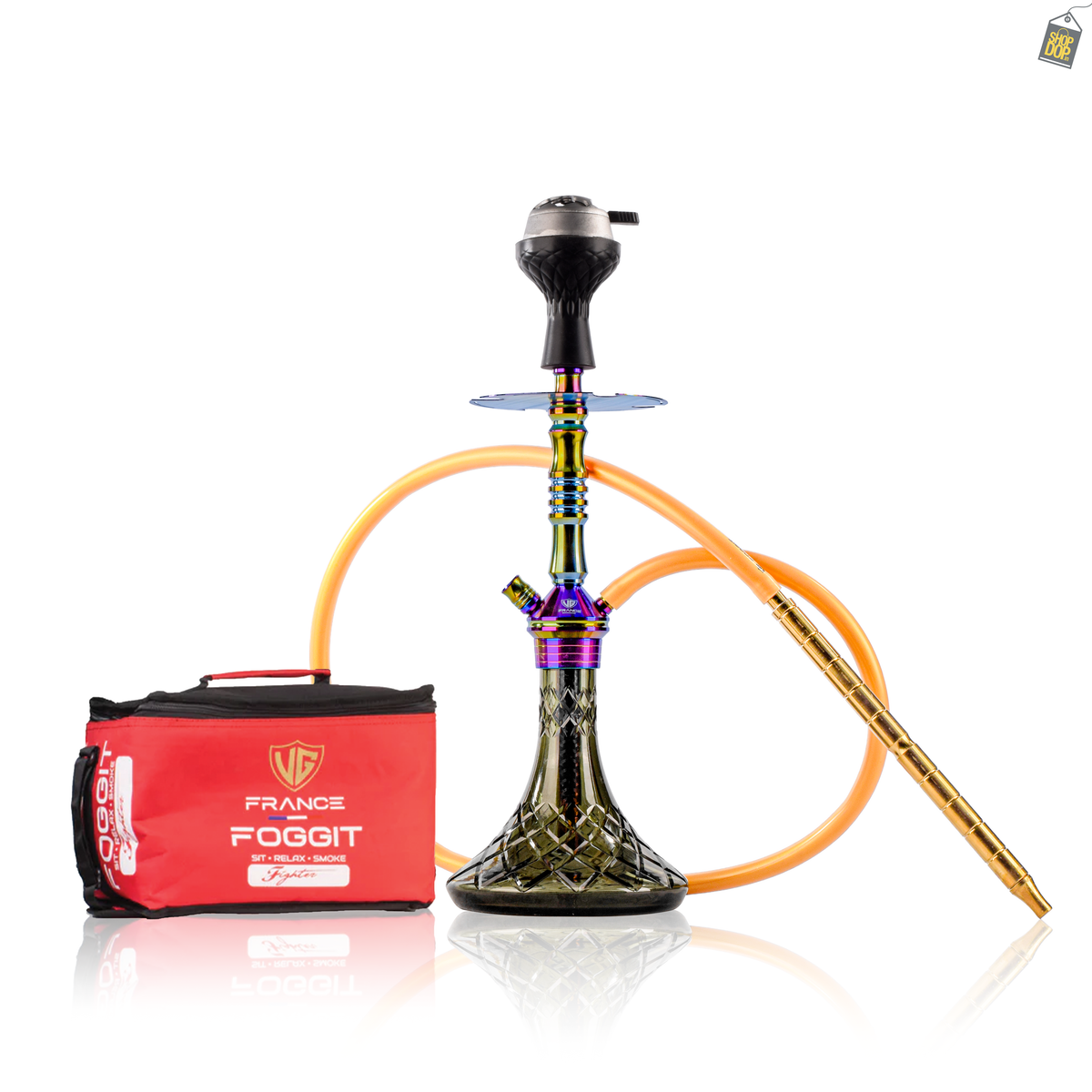 VG Joe L3 Hookah with Bag - Rainbow Stem / Emerald Green Base