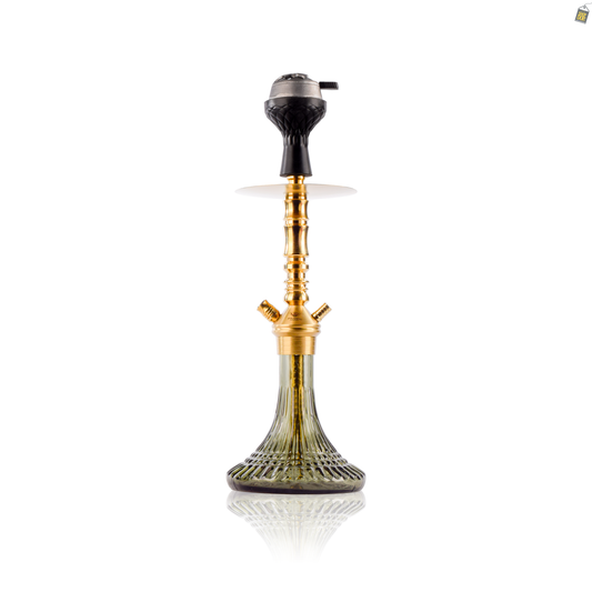 VG Joe R2 Hookah with Bag - Gold Stem / Emerald Green Base