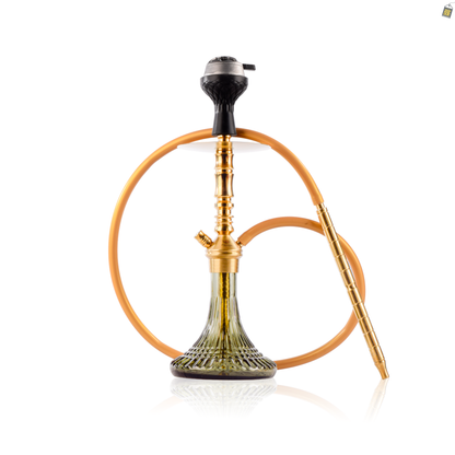 VG Joe R2 Hookah with Bag - Gold Stem / Emerald Green Base