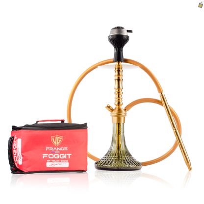 VG Joe R2 Hookah with Bag - Gold Stem / Emerald Green Base