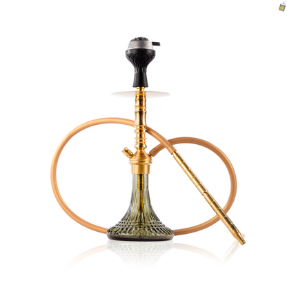VG Joe R2 Hookah with Bag - Gold Stem / Emerald Green Base