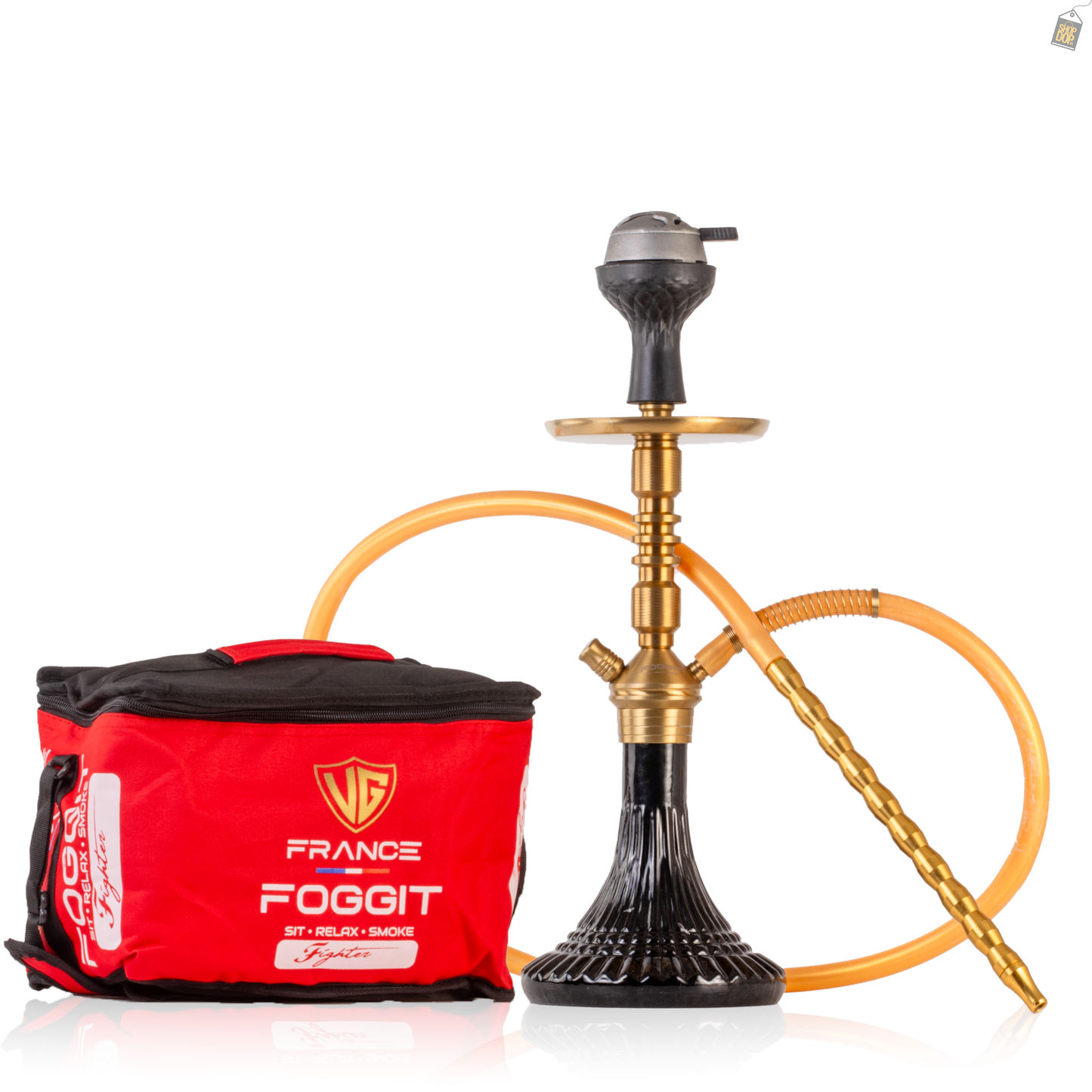 VG Joe R3 Hookah with Bag - Gold Stem / Black Line Base
