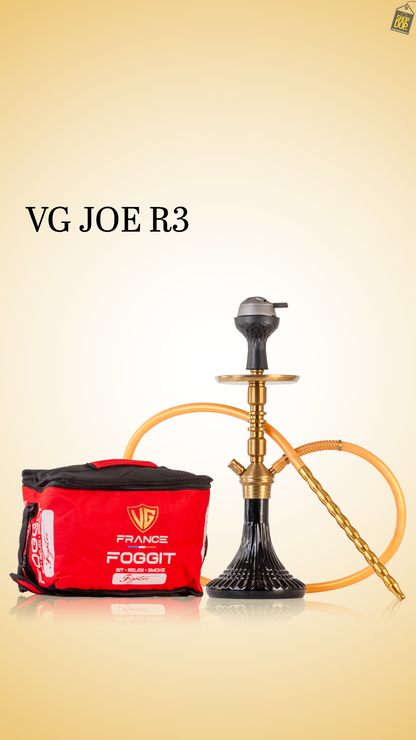 VG Joe R3 Hookah with Bag - Gold Stem / Black Line Base