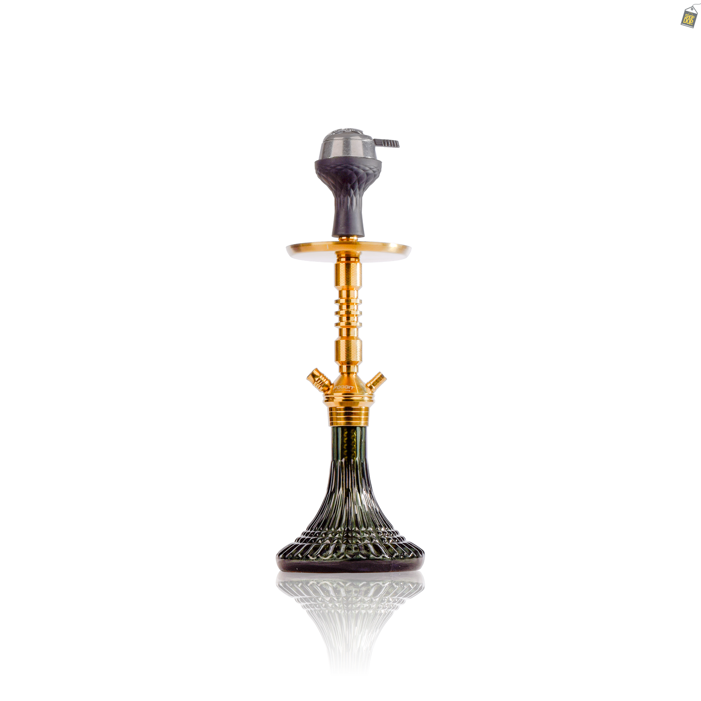VG Joe R3 Hookah with Bag - Gold Stem / Emerald Green Line Base