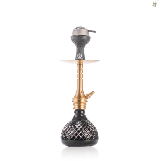 COCOYAYA VIP Bobby Hookah with Bag - Gold Stem / Black Base