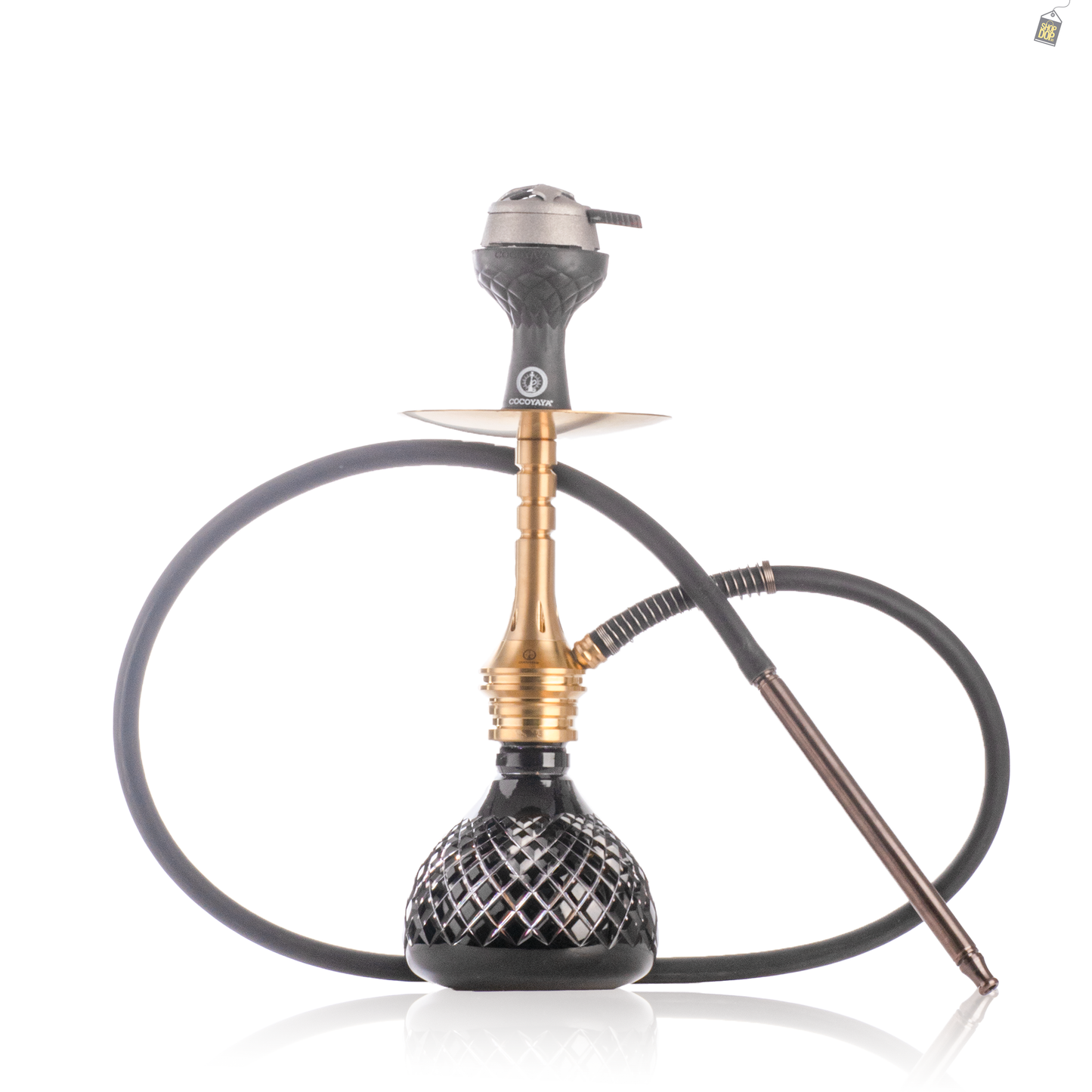 COCOYAYA VIP Bobby Hookah with Bag - Gold Stem / Black Base