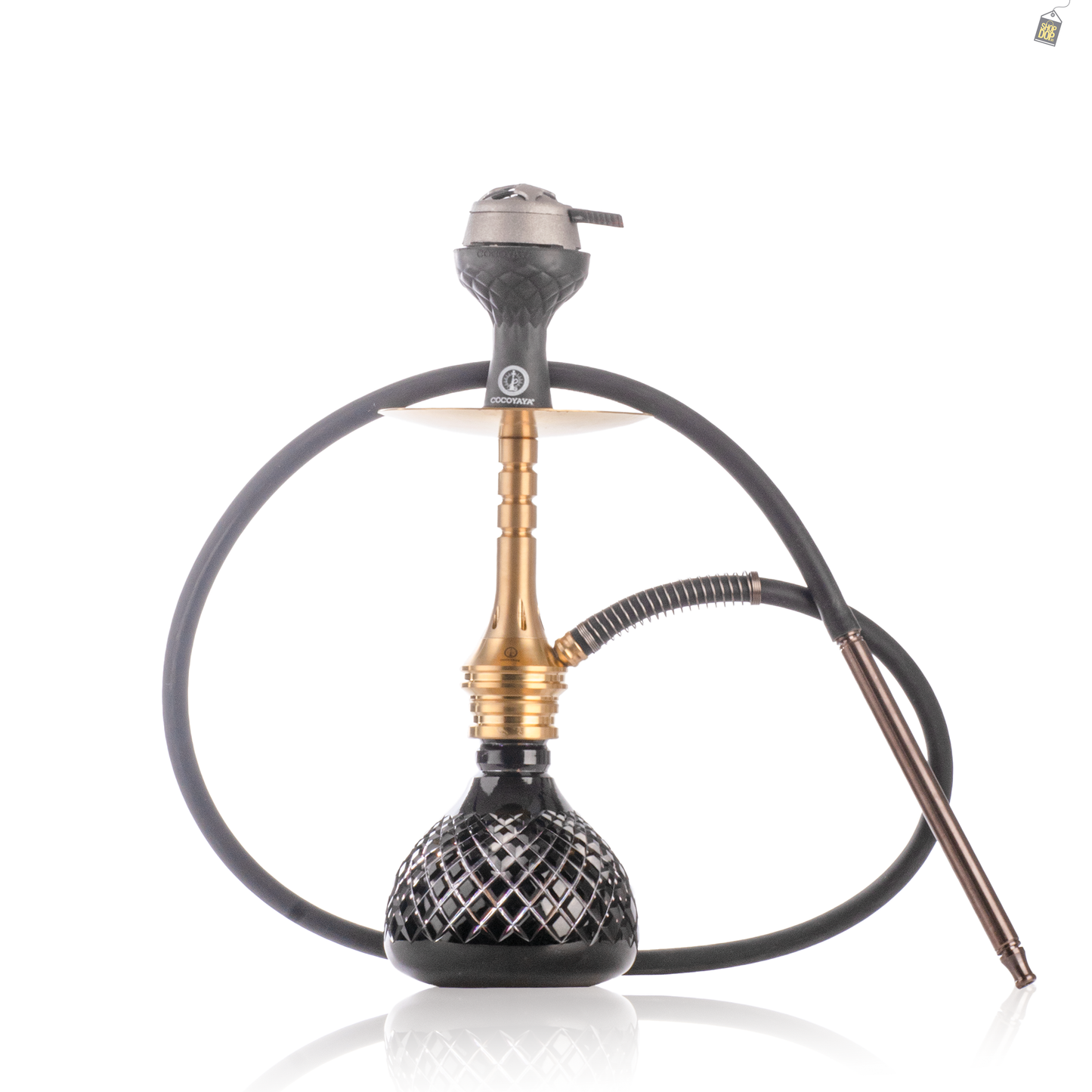 COCOYAYA VIP Bobby Hookah with Bag - Gold Stem / Black Base