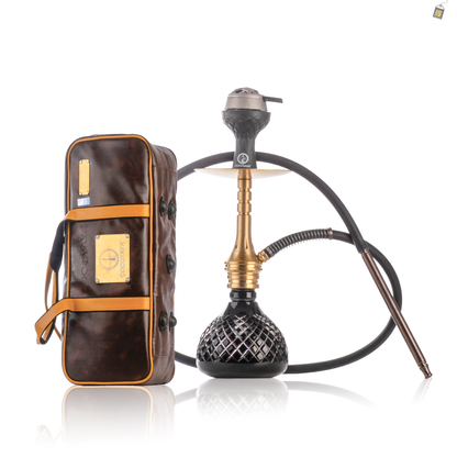 COCOYAYA VIP Bobby Hookah with Bag - Gold Stem / Black Base