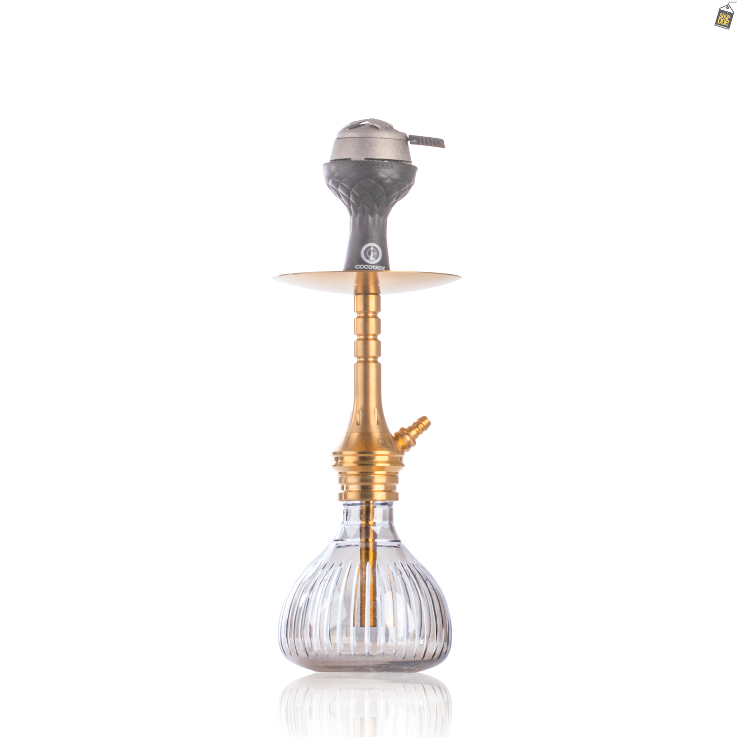 COCOYAYA VIP Bobby Hookah with Bag - Gold Stem / Transparent Base