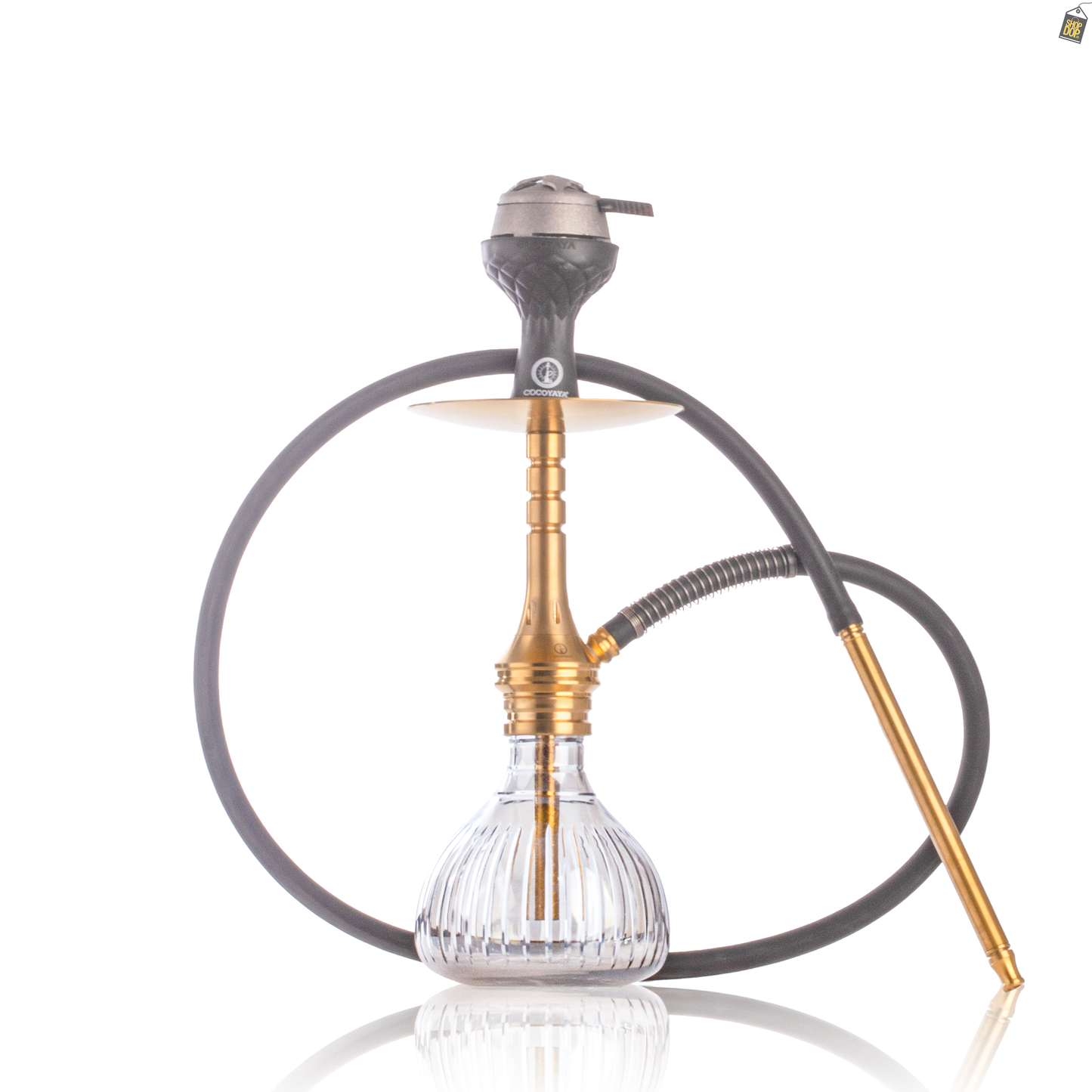 COCOYAYA VIP Bobby Hookah with Bag - Gold Stem / Transparent Base