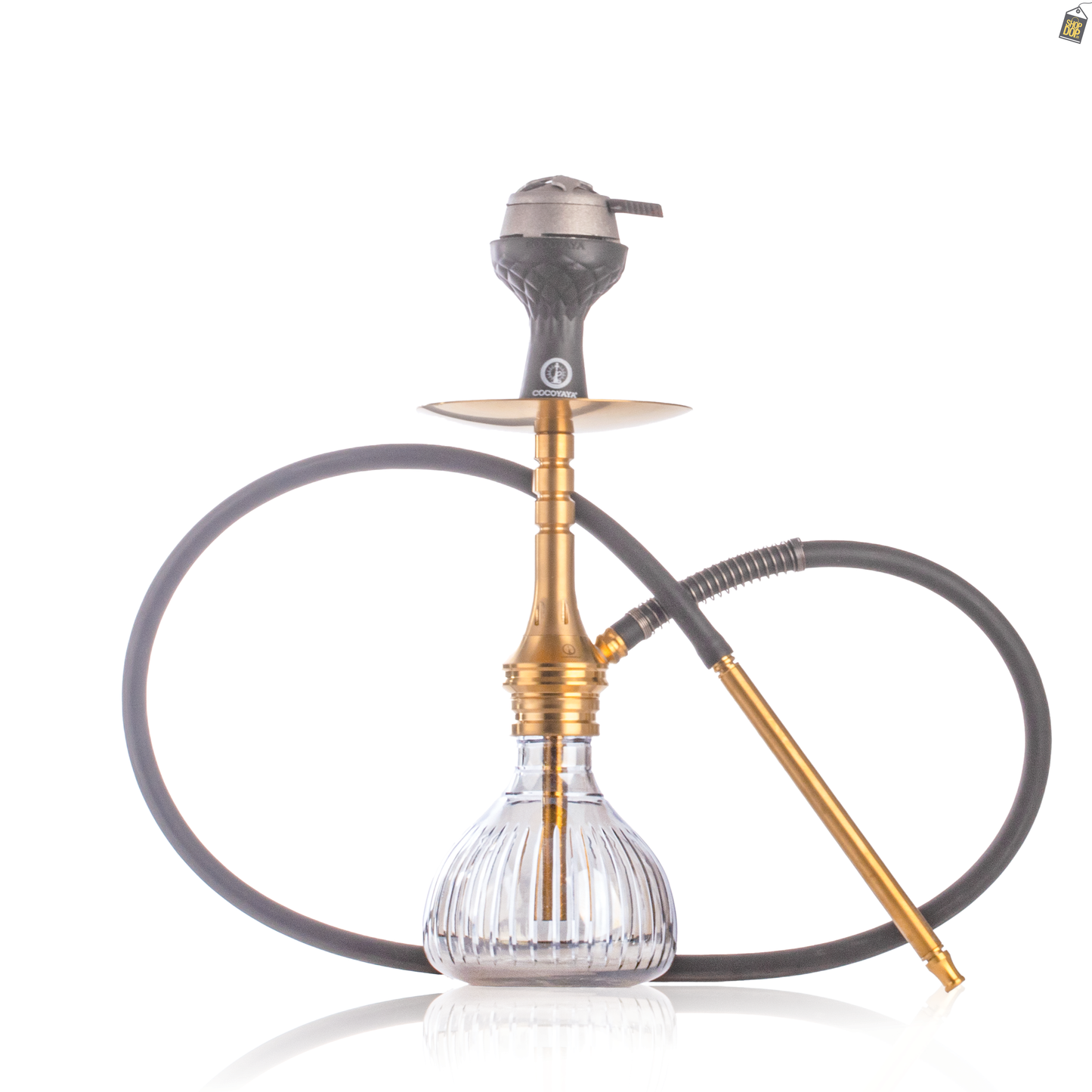 COCOYAYA VIP Bobby Hookah with Bag - Gold Stem / Transparent Base