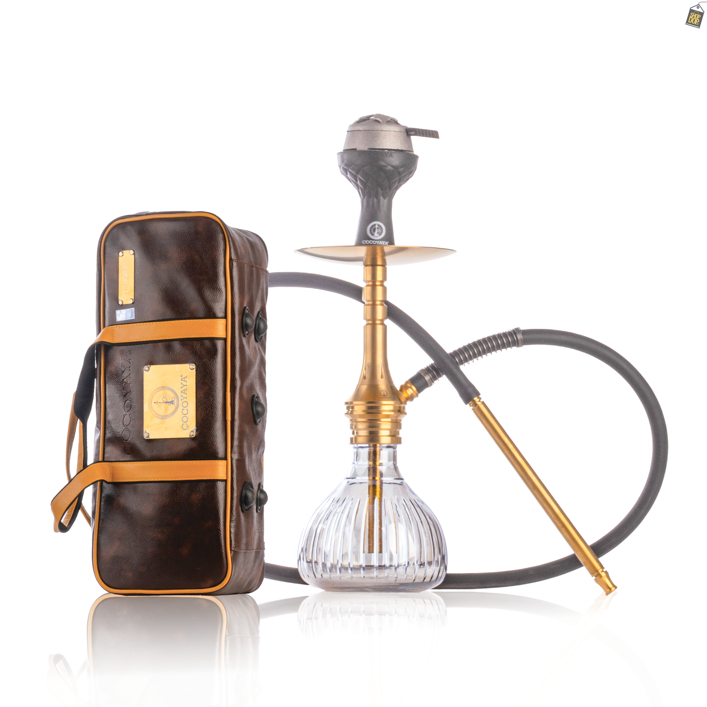 COCOYAYA VIP Bobby Hookah with Bag - Gold Stem / Transparent Base