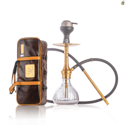 COCOYAYA VIP Bobby Hookah with Bag - Gold Stem / Transparent Base
